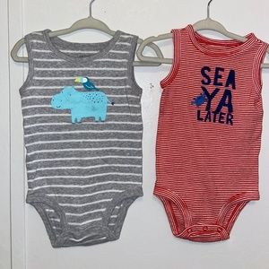 Bundle of 2 Carters Tank Bodysuits 6M 9M